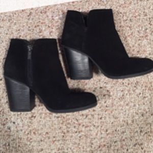 Black suede 3.5” heel bootie. Worn once!